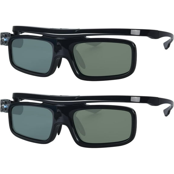 3D Glasses, Active Shutter Rechargeable Eyewear for 3D DLP-Link Projectors Cocar Toumei - Pack of 2