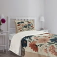 thumbnail image 3 of Ambesonne Rustic Quilted Bedspread Set 2 Pcs, Modern Botanical Wild Floral, Twin Size, Warm Taupe Dark Blue Ruby, 3 of 5