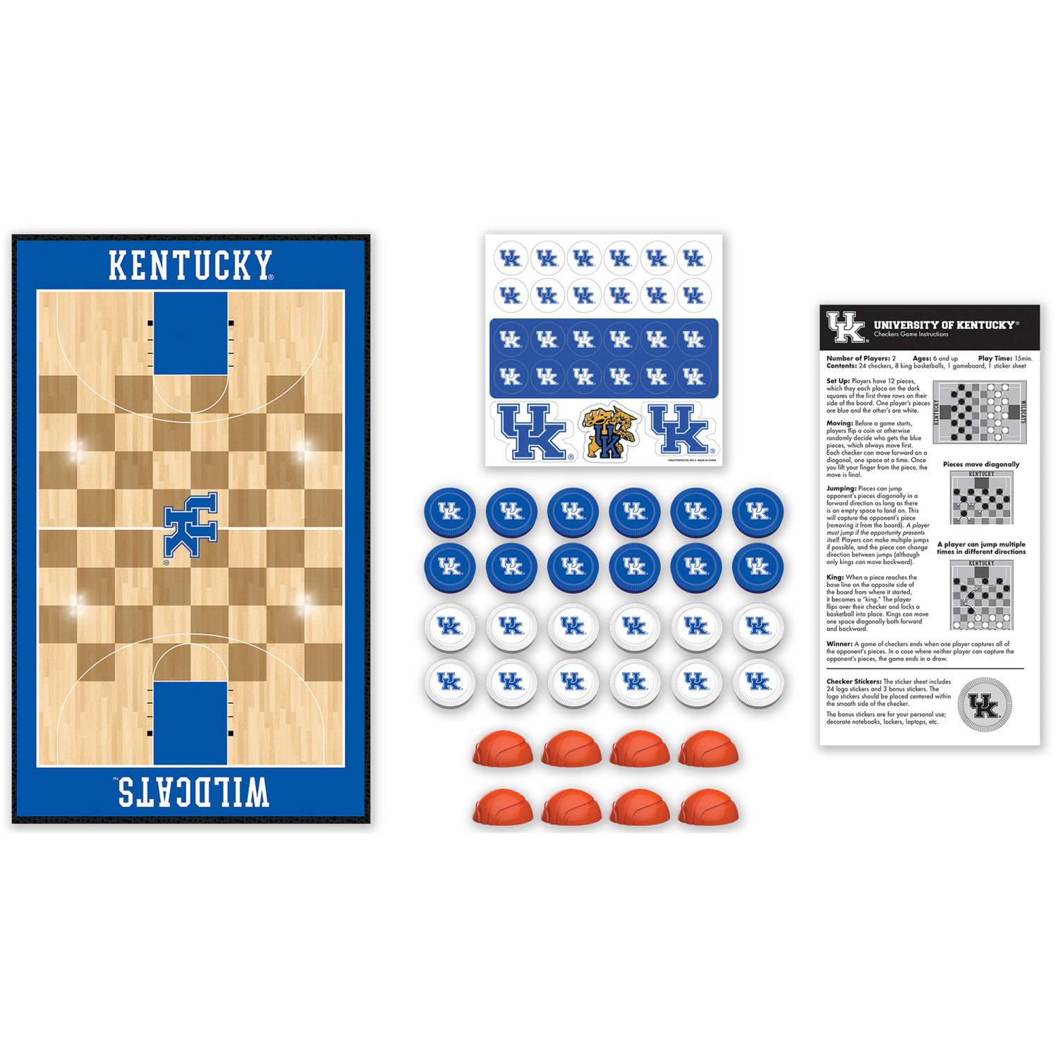 MasterPieces Officially licensed NCAA Kentucky Wildcats Checkers Board Game for Families and Kids ages 6 and Up - image 3 of 5