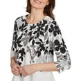 thumbnail image 4 of Alfred Dunner Womens Petite Shadow Leaf Three Quarter Sleeve Top, 4 of 4