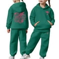 thumbnail image 2 of Boy Jogger Set Size 7 Long Sleeve Letter Print Rugby Football 2pcs Boys Outfit Set Regular Fit Tracksuit 2 Piece Outfits,4-5 Years,Z2-Dark Green, 2 of 6