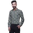 thumbnail image 4 of BESTMAN Chemises en Coton pour Hommes Manches Longues Imprimées Chemise Décontractée Slim, 4 of 5