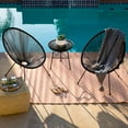 thumbnail image 3 of Best Choice Products 3-Piece All-Weather Patio Acapulco Bistro Furniture Set w/ Rope, Glass Top Table - Black, 3 of 8