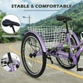 thumbnail image 3 of ABORON Mountain Tricycle for Adults, 3 Wheeled 7-Speed Mountain Tricycle 24 inch Men's Women's Tricycles Cruiser Bike with Cargo Basket, 3 of 11