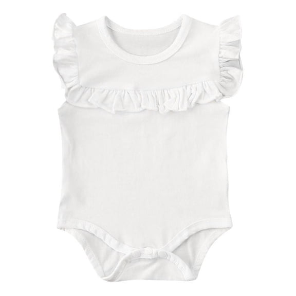 Douhoow Baby Girls Summer Sleeveless Romper Infant Solid Color Round Collar Ruffle Jumpsuit