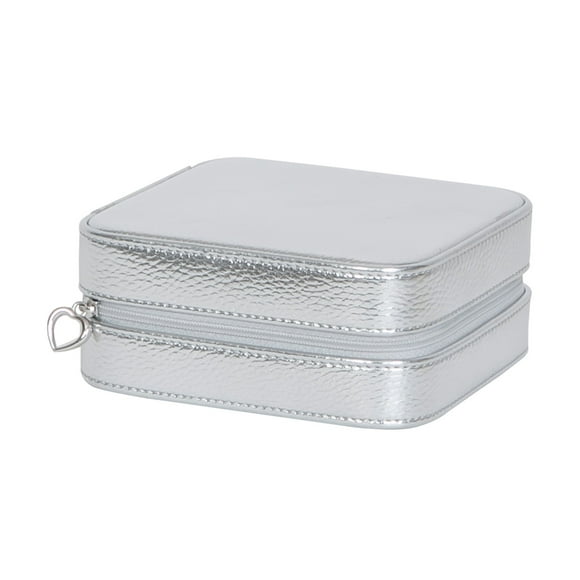 Metallic Silver Faux Leather Luna Travel Jewelry Case by Mele & Co.