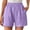 Purple, variant on Timegard Womens Shorts Summer Casual Straight Leg Elastic Waist Solid Color Comfy Shorts with Pockets