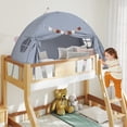 thumbnail image 4 of Gymax Twin Full Size Bed Tent w/2 Windows Flags for Boys & Girls Aged 3+ Years Old Grey, 4 of 10