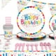 thumbnail image 3 of Vajilla desechable de papel de colores para cumpleaños, arreglos festivos para niños, suministros para platos de papel para tartas de fiesta, 3 of 5