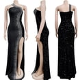 thumbnail image 4 of Vestido Nagfar con lentejuelas de strass en un hombro sin espalda negro XL, 4 of 6