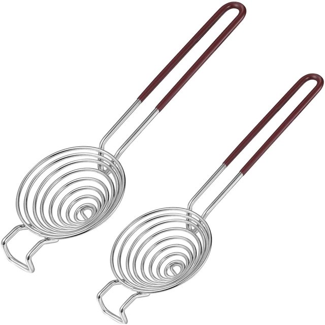 Separador blanco de huevo de acero inoxidable-Filtro de yema de huevo de mano larga para lavavajillas, sin goteo y sin problemas (paquete de 2) Feliz Sencillez
