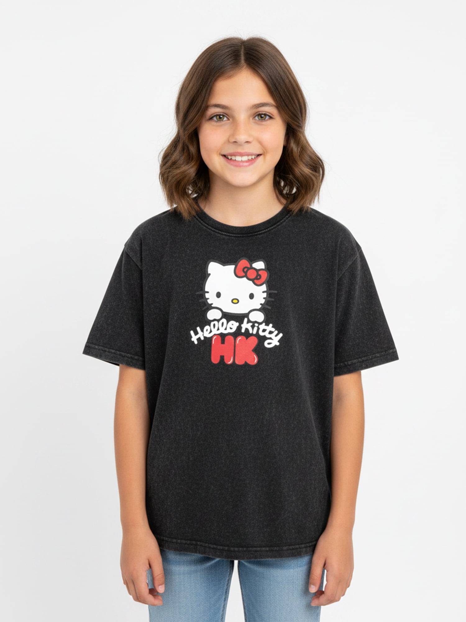 Hello Kitty, Girls' Relaxed Mineral Washed Graphic T-Shirt, Bubbly, Sizes 4-16