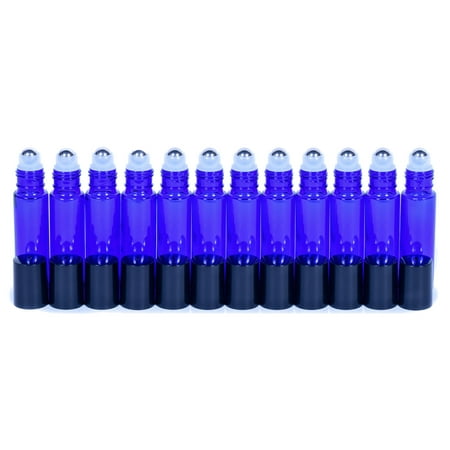 Cobalt Blue Glass Roller Bottles W/ Stainless Steel Balls For Essential Oils (12 Pack, 10ml Size) - Includes 12 Pipettes for Easy Transfer of Essential Oils - For Aromatherapy, Perfumes & Other (Best Essential Oils For Perfume)
