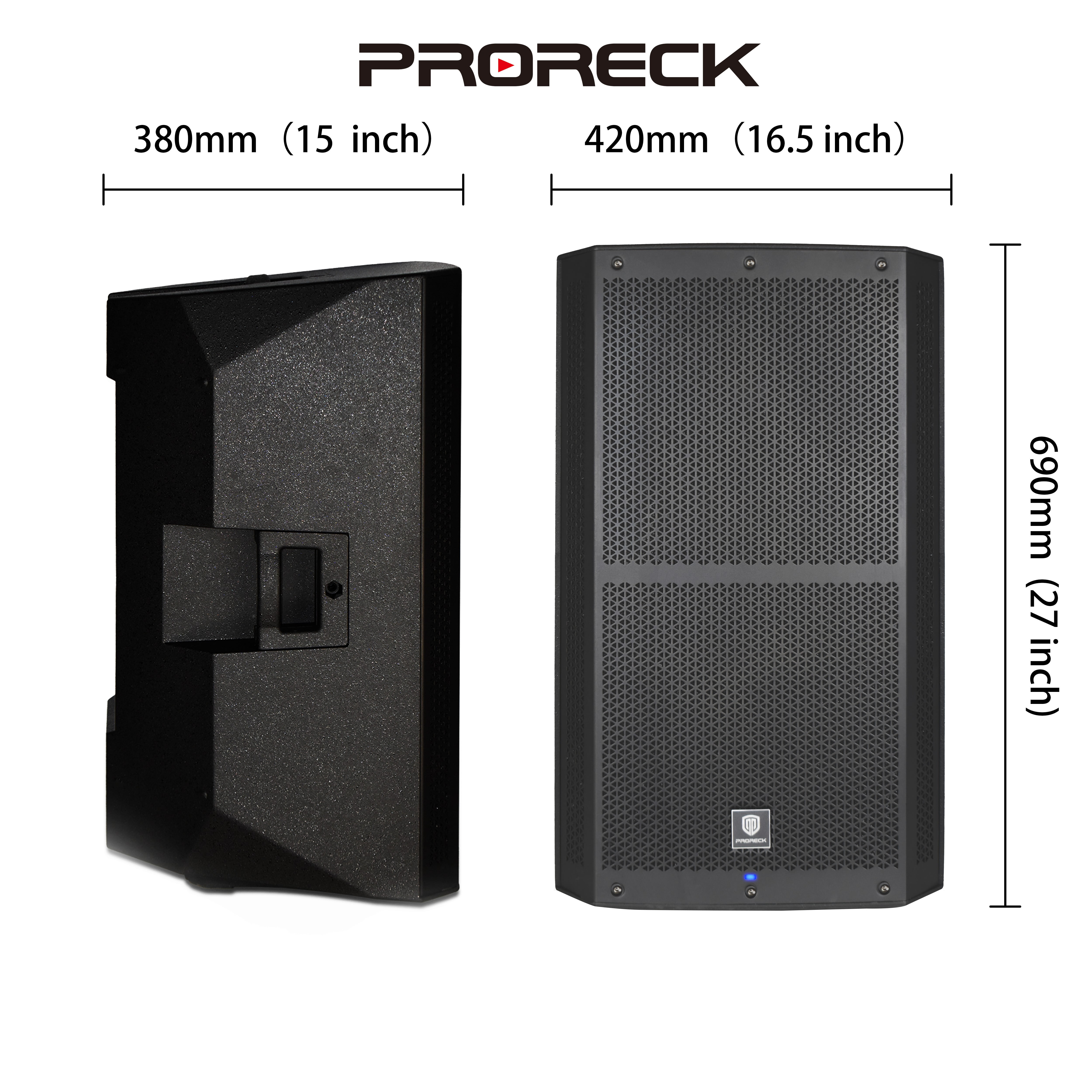 Proreck SP-15 15-Inch 1400W Stereo Powered Speaker with Bluetooth and 3-Channel Inputs