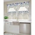 thumbnail image 4 of Blue Flower Kitchen Curtain and Valance Set 3 Pieces,Rod Pocket Short Tier Curtains 24 Inch Length,Farmhouse Eucalyptus Retro Country Plant Swag Topper Small Window Treatment for Cafe Bathroom, 4 of 6
