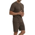 thumbnail image 2 of LANBAOSI Mens Pajama Set Summer Ribbed Knit Lounge Short Set 2-Piece Breathable Soft Sleepwear Set Size M, 2 of 8
