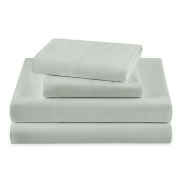 Beautiful Solid 4-Piece 100% Cotton Washed Percale Sage Green Sheet Set, Full by Drew Barrymore