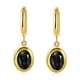 thumbnail image 1 of Nvzi Pendientes con circonitas, pendientes de acero inoxidable bañados en oro, colgante ovalado, pendientes de acero de titanio, pendientes (negros), 1 of 4