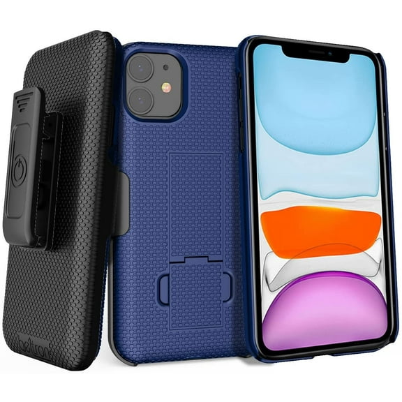 Case with Belt Clip for iPhone 11 6.1" , BELTRON Shell & Holster Combo - Super Slim Shell Case with Built-in Kickstand, Swivel Belt Clip Holster for Apple iPhone 11 6.1" 2019 - Blue