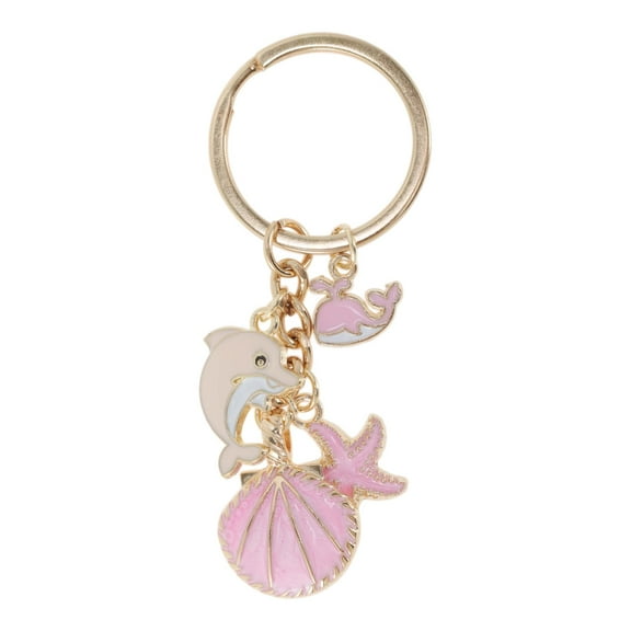 Unique Bargains 1 Pc Stylish Seashell Dolphin Handbag Charms Keychains Bag Accessories Pink
