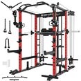 thumbnail image 1 of EonfitOmni Eonfit E5 Smith Machine with 3D Rotating Arms, Vertical Leg Press, Power Cage Squat Rack with LAT-Pull Down Cable Crossover Rotating Arms System Home Gym Equipment All in One (E5 RED PRO), 1 of 11