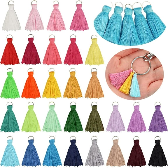 100PCS 1.2inch Mini Tassels Tiny Craft Tassels for Earring Jewelry Making Keychain Tassel Charms Bag Charms Pendant Handmade DIY Accessories(Random Colors)
