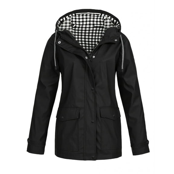 Lixiuxyad Jacket for Women And Winter Women's Windbreaker Checkered Hooded Three In One Two Piece Set Outdoor Mountaineering Suit Jacket And Windbreaker Black