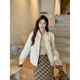 thumbnail image 3 of Conjunto de chaqueta y falda a cuadros estilo americano, estilo vintage, versátil y holgado, diseño elegante y moderno para chicas, 3 of 5