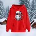 thumbnail image 4 of YueHuiYing Women's Printed Sleeves Long Sleeved Top Hooded Santa Claus Cartoon Pattern Sweatshirt, 4 of 6
