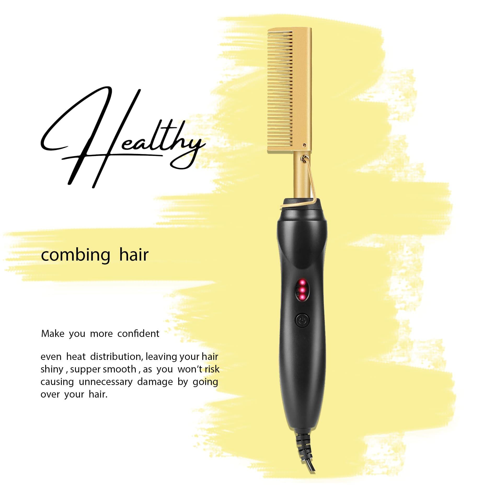 Hot Comb Hair Straightener, Electric Heating Comb, Portable Travel Anti
