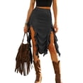 thumbnail image 2 of Wxolcjlv Womens Ruffle Asymmetrical Midi Skirt High Waist Slit Skirts, 2 of 9