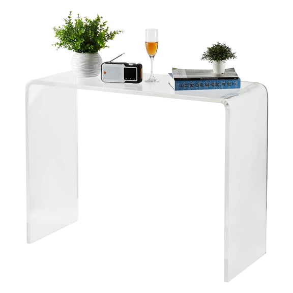 Clear Acrylic Console Table – 38" Narrow Entryway Table with Square Legs, Slim Sofa Table for Hallway, Foyer, or Living Room