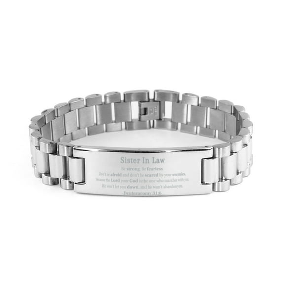 Sister In Law Engraved Stainless Steel Bracelet Inspirational Verse Birthday Gift for Her