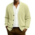thumbnail image 2 of OIOLOYJM Mens Cardigan Sweater Loose Fit Button Up Cozy Soft Cardigan Dressy Casual Long Sleeve Ribbed Knit Warm Coat Yellow M, 2 of 7