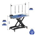 thumbnail image 4 of ModFusion 47x24 Inch Electric Dog Grooming Table with Power Outlet, Tool Tray, Arm, Wheels, Leash Loops Adjustable Height, Blue Anti Slip Silicone Mat, Black Heavy Duty Aluminum X-Lift, 4 of 10