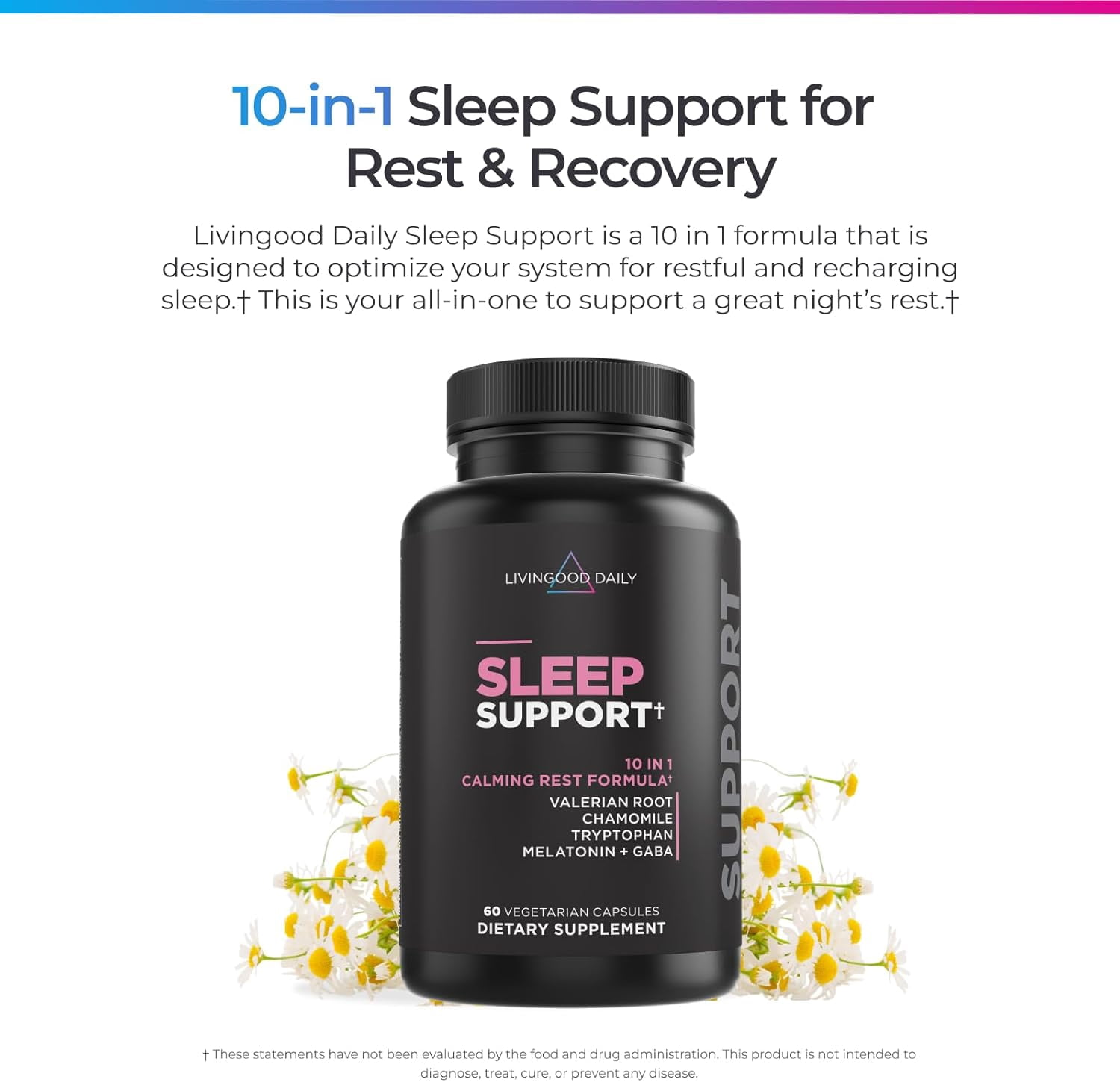 Livingood Daily Sleep Support Supplement - 10-in-1 Sleep Aid Formula, 60 Capsules