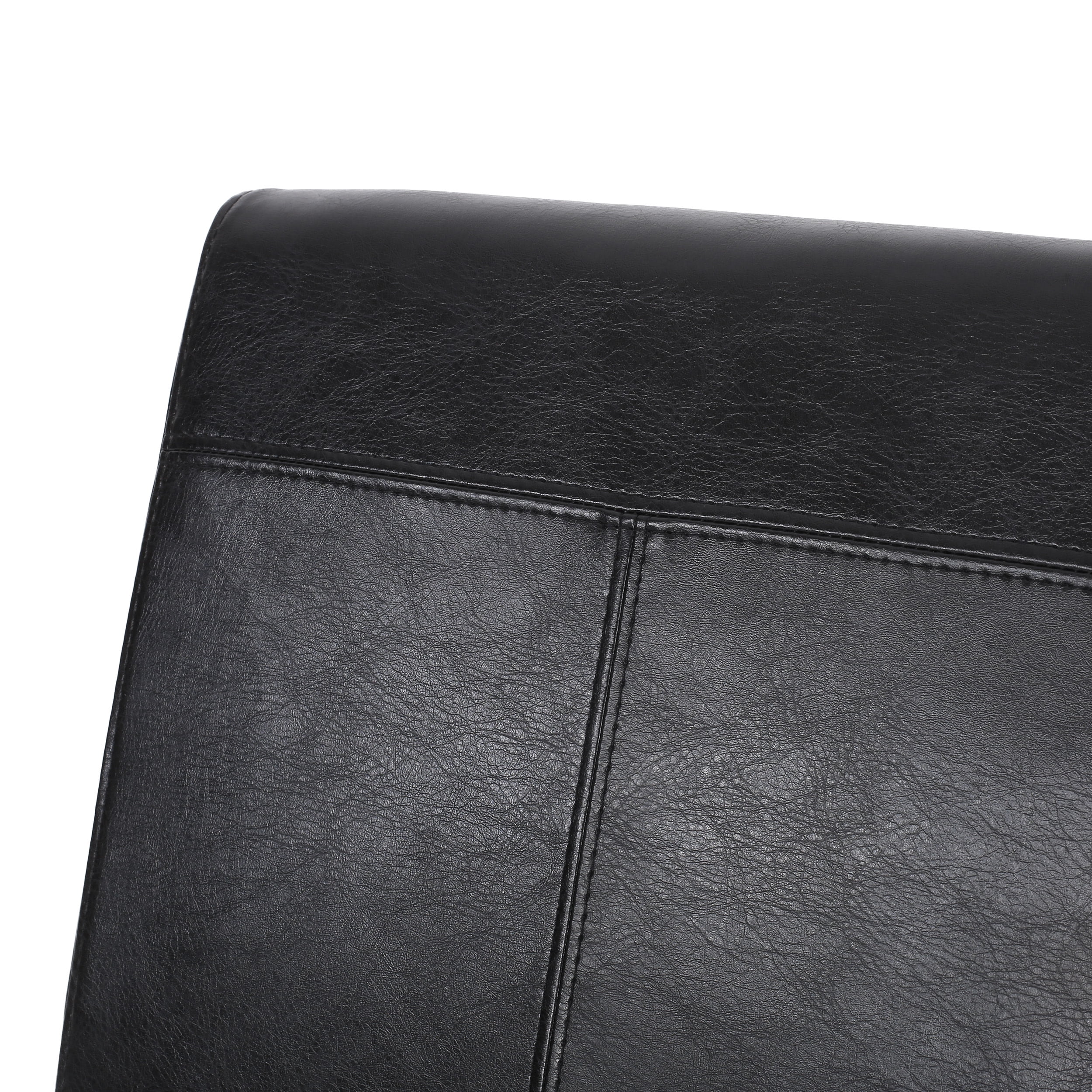 Noble House Braydon Faux Leather Upholstered T-Stitch Dining Chairs, Set of 2, Midnight Black and Espresso