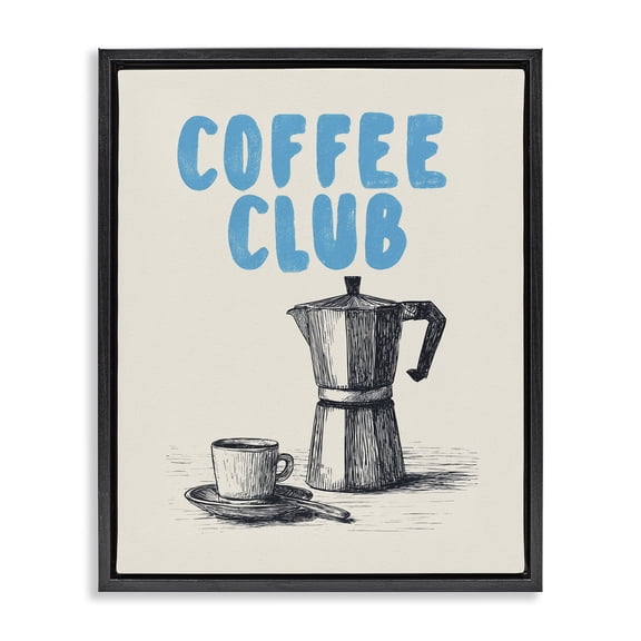 Stupell Industries Contemporary Coffee Club Retro Drawing Black Floating Frame Canvas Art, 17 x 21, by Andreas Magnusson