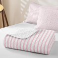 thumbnail image 4 of Castle Fairy Soft Abstract Vertical Strip Bed Spread Queen 3pcs,Watercolor Linear Motif Queen Coverlet Set,White Pastel Pink,1 Quilt and 2 Pillowcases, 4 of 7