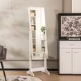 thumbnail image 4 of Gymax Standing Jewelry Cabinet Full Length Mirror Lockable w/ 3-Color LED Lights White, 4 of 9