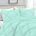 thumbnail image 4 of D.N.G. BEDDINGS 1 Piece Luxurious Diamond Ruffle Comforter Super Soft, All Season Pintuck 800 Thread Count, 100% Egyptian Cotton, Oversized Super King Size Aqua Blue Color, 4 of 9