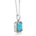 thumbnail image 3 of Gem Stone King 2.16 Ct Emerald Cut Green Turquoise 925 Sterling Silver Pendant with Chain, 3 of 5