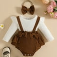 thumbnail image 6 of Yindaity Baby Outfits Baby Girl Clothes Toddler Girl Outfit Ruffle Sleeve Shirt Floral Pant Set Fall Winter Clothing for Girl Baby Clothes For Girls Brown,3-6 Months, 6 of 9