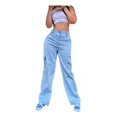 thumbnail image 1 of Pantalón Cargo Holgado Tiro Alto Bolsas Laterales Mujer, 1 of 2
