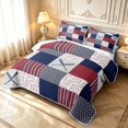 thumbnail image 3 of Manfei Geometric Check Quilt King,Sporty Baseball King Coverlet Set,Red Navy Gray,3pcs,1 Bedspread and 2 Pillowcases, 3 of 7