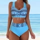 thumbnail image 3 of Gibobby Conjunto de Bikini Bikini de cintura alta para mujer, bañadores sexys de dos piezas con realce, traje de baño Vintage, conjunto de Bikini Retro f(Azul,M), 3 of 5