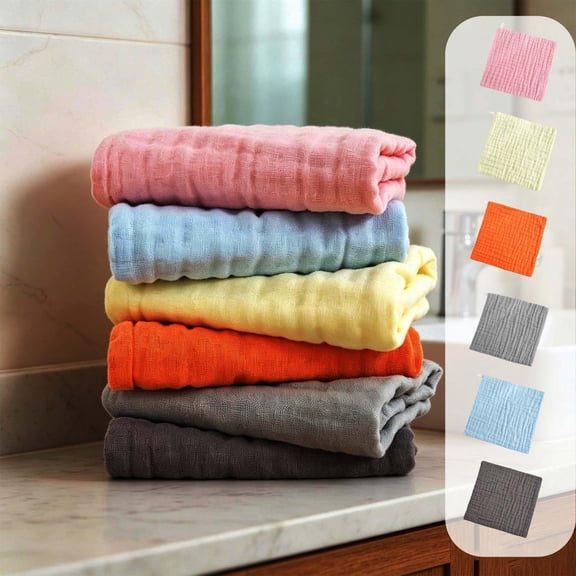 Soft Cotton Face Towel Breathable Absorbent Washcloth with Hanging Loop Quick Dry Hand Towels for Bathroom Kitchen Travel Gym Activity, 11.81" x 11.81", AKLJWH