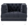 thumbnail image 3 of ACME Ansario Chaise en Velours Capitonné en Charbon, 3 of 7