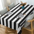 thumbnail image 2 of Black and White Striped Tablecloth for Rectangle Tables, Geometric Stripe Waterproof Table Cloth for Kitchen Dining Room, Polyester Tablecloth Rectangle 60\u201d x 120\u201d, 2 of 6