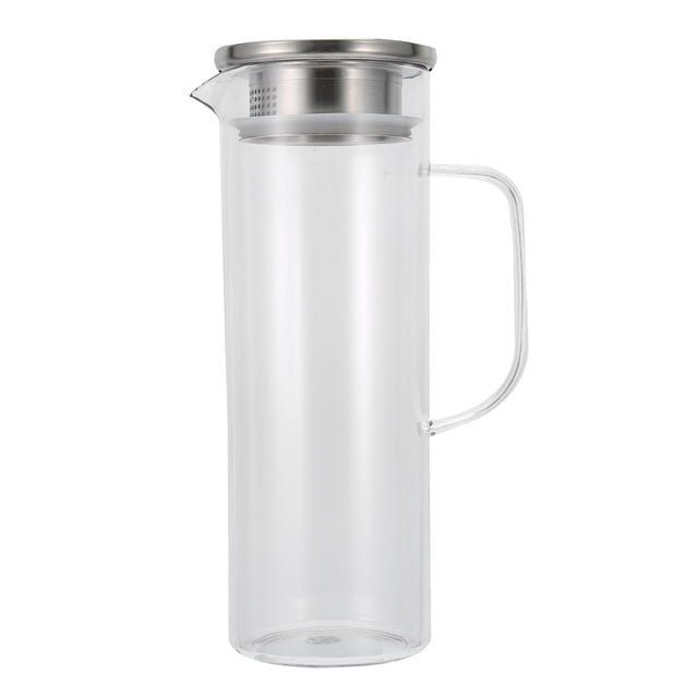 Botella de agua fría de 1100 ml, jarra transparente para agua fría, jarra para jugo con tapa para uso doméstico, tapa de acero inoxidable.